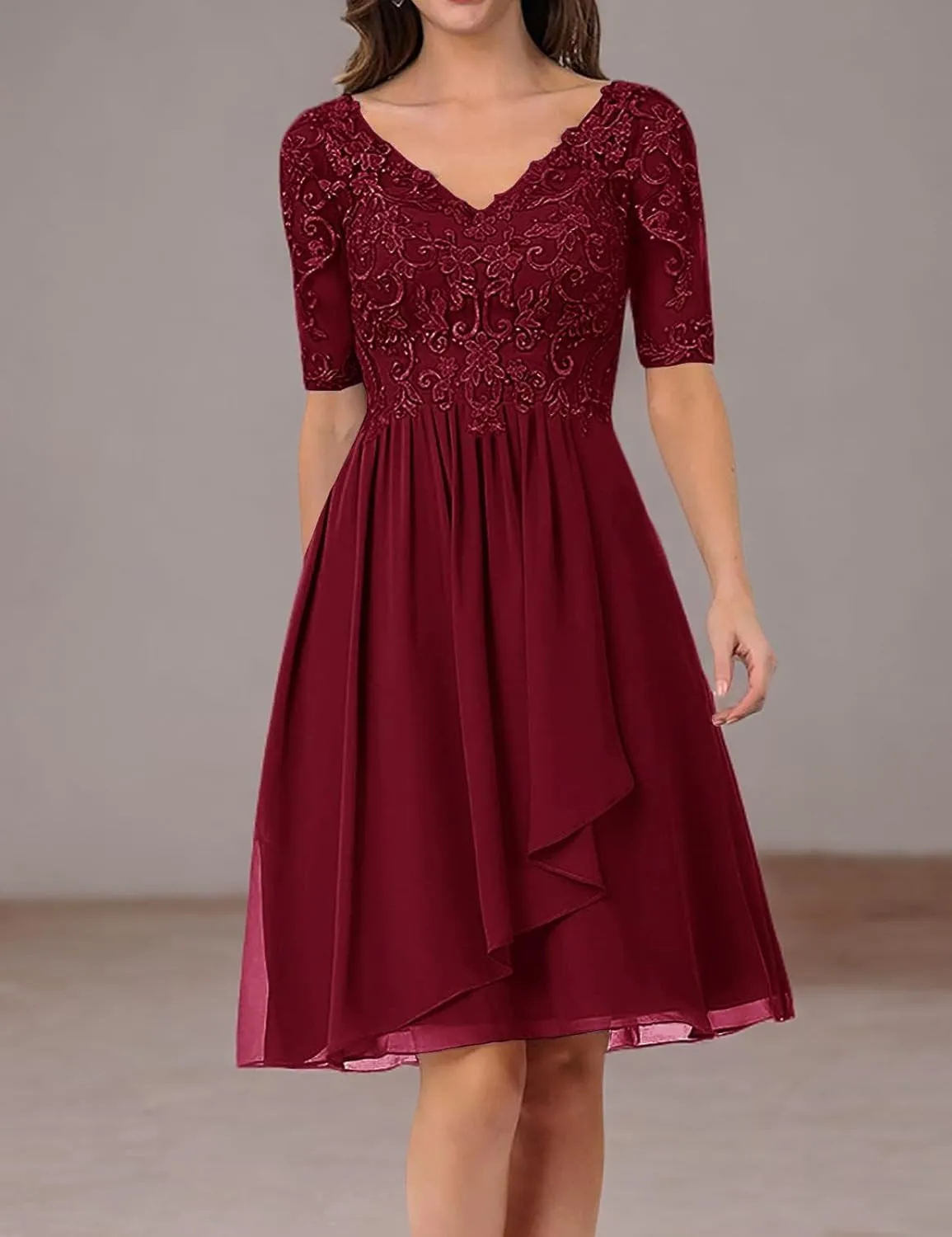 ISABUFEI Mother of The Bride Dresses for Wedding Short Prom Dress Formal Evening Party Gowns V-Neck