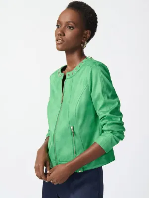 Joseph Ribkoff Foiled Suede Jacket In Green 241909 Col 4203