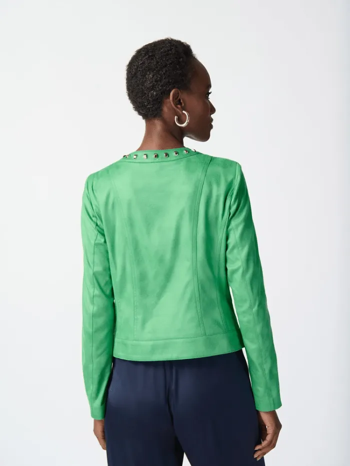 Joseph Ribkoff Foiled Suede Jacket In Green 241909 Col 4203