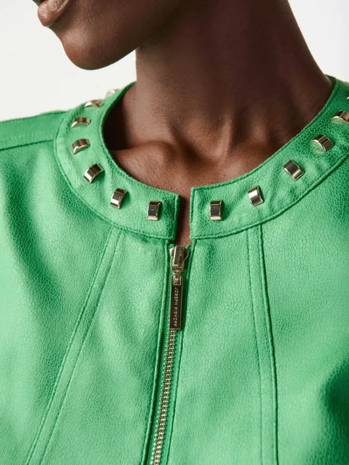 Joseph Ribkoff Foiled Suede Jacket In Green 241909 Col 4203