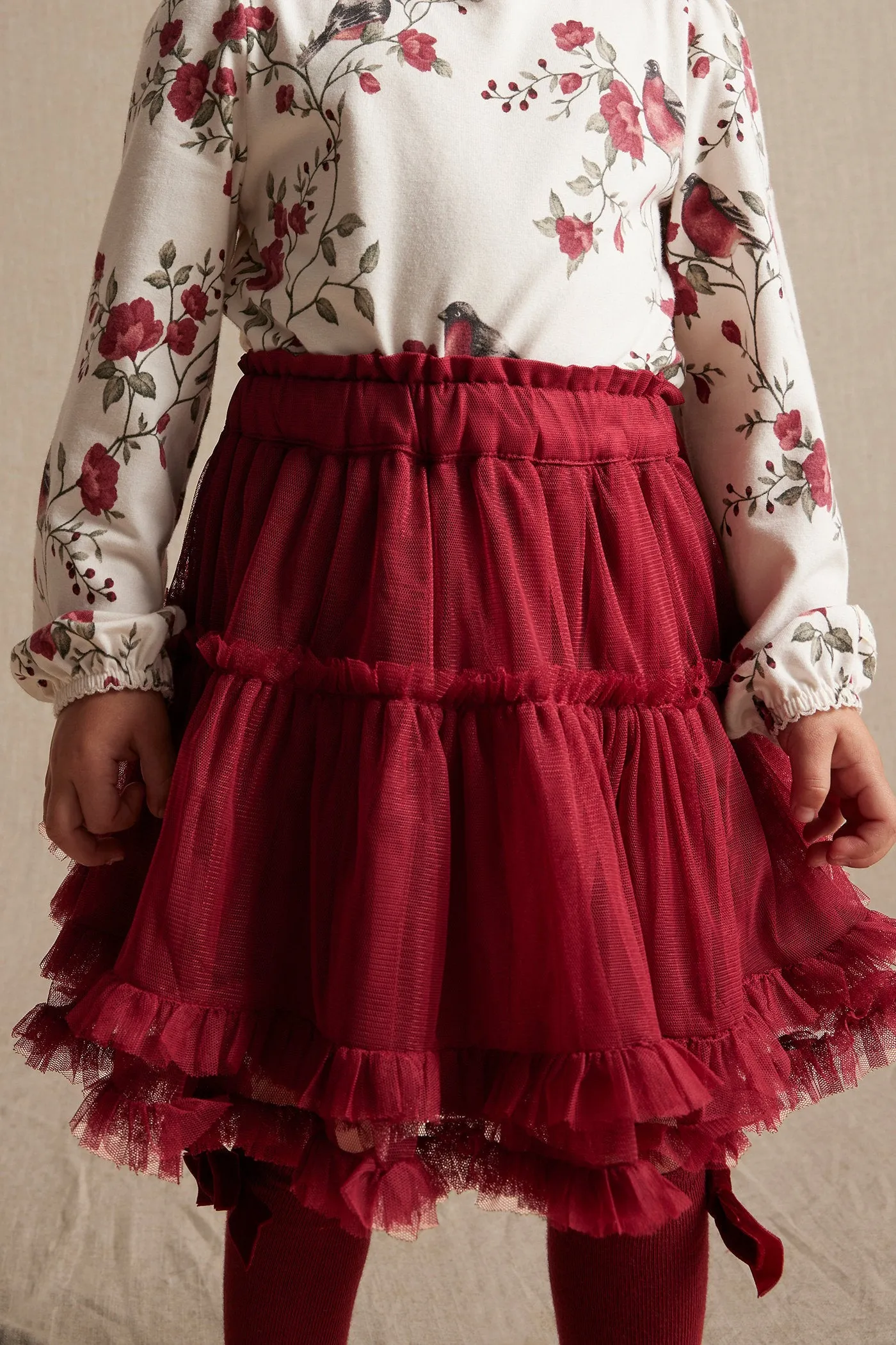 Kids' red mesh skirt