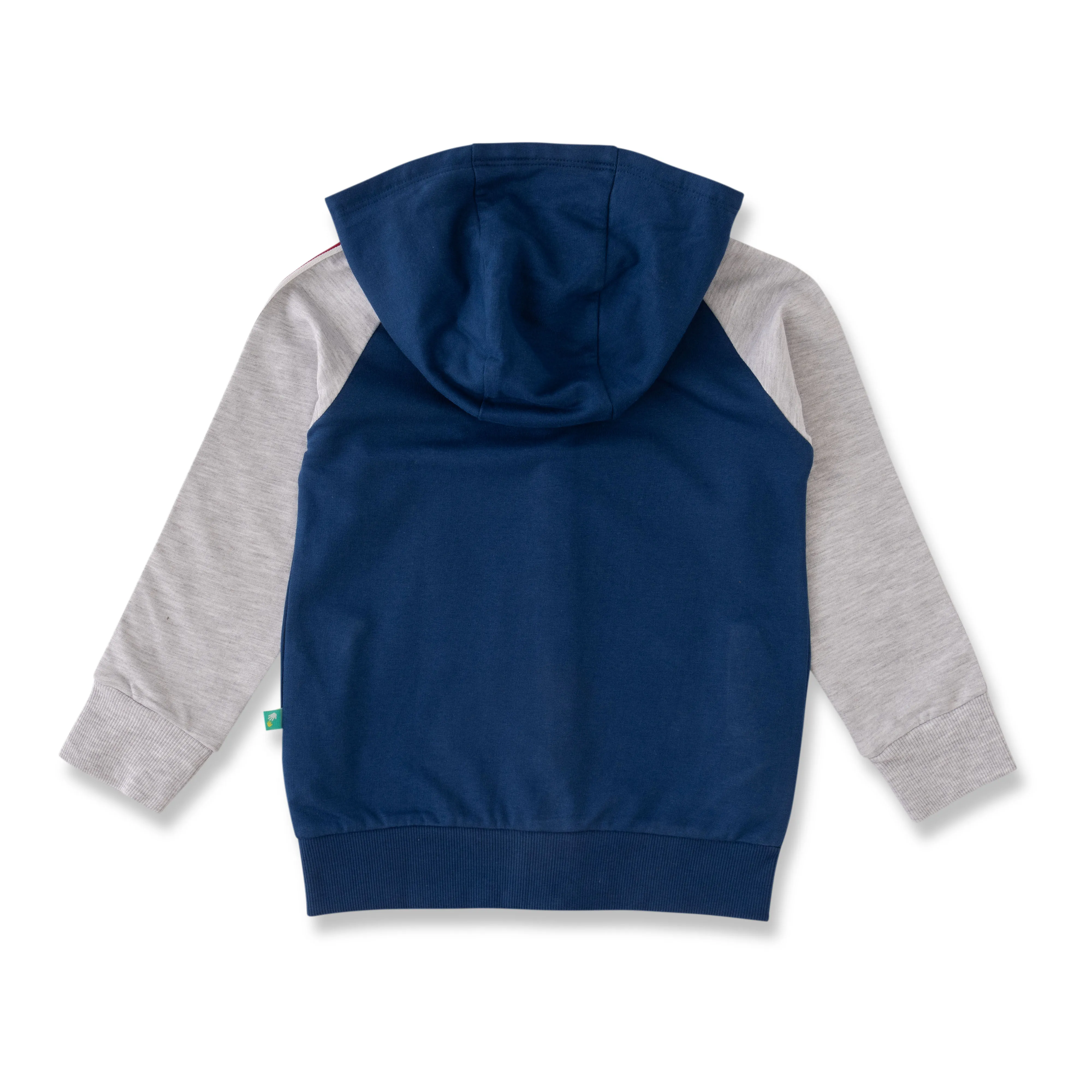 Kids' Sporty Zip-Up Hoodie - Navy & Grey with Patch Detail