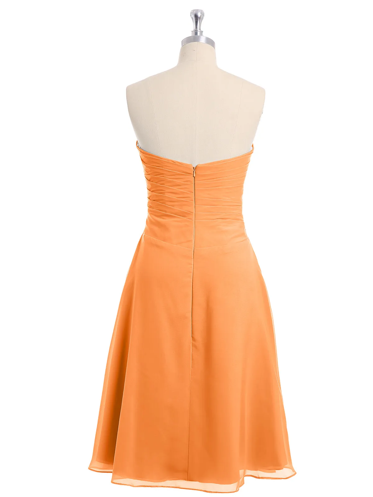 Knee Length Chiffon Dress with Sweetheart Neck-Orange Plus Size