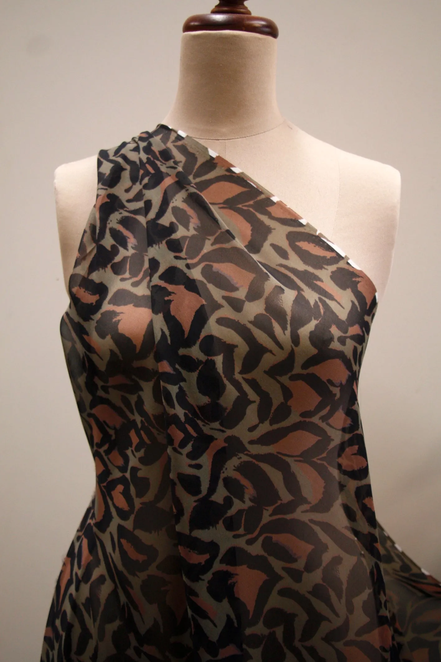 Last Chance of Camo Cat Khaki Silk Georgette