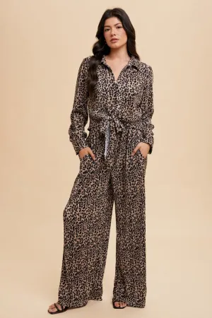 Leopard Plisse Lounge Wide Pants