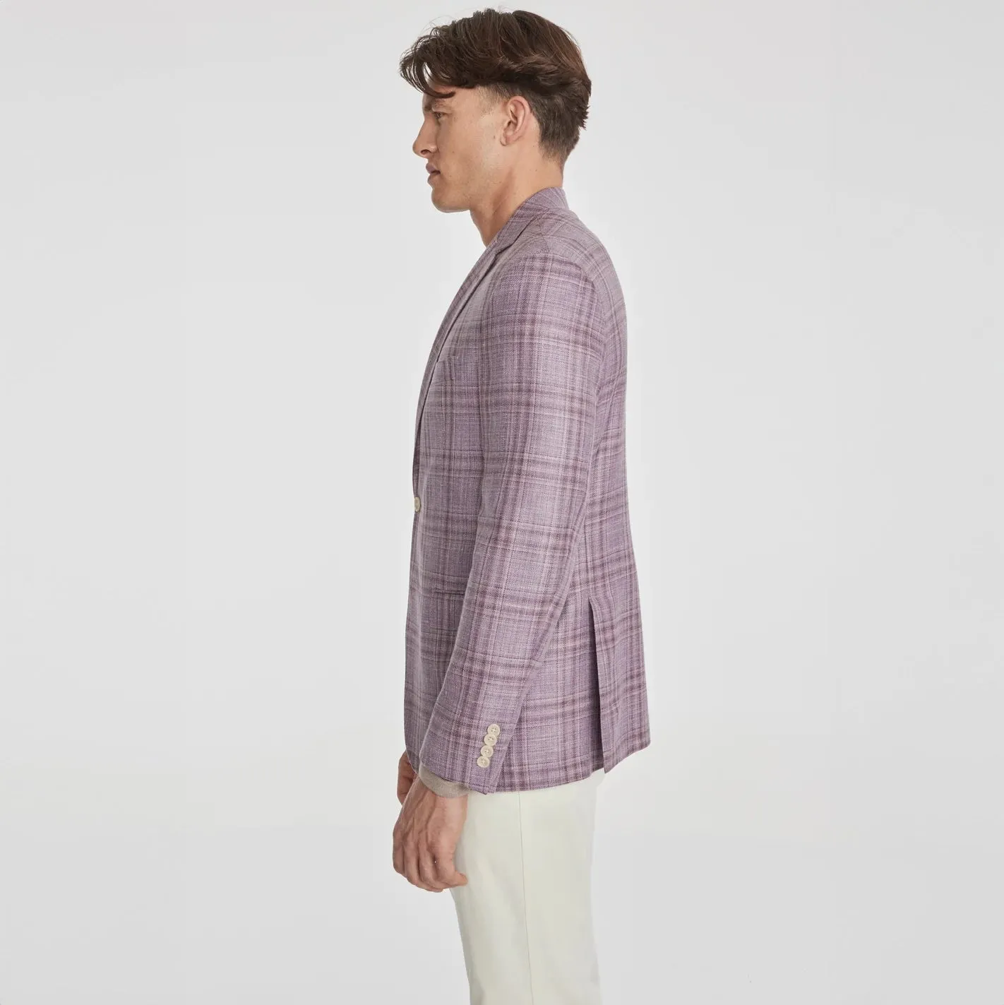 Lilac Check Loro Piana Wool/Silk/Linen Montana Contemporary Sport Jacket - Jack Victor