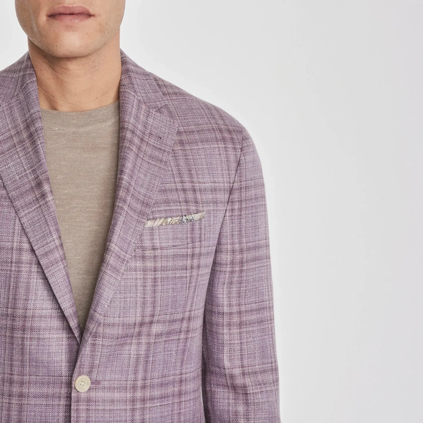 Lilac Check Loro Piana Wool/Silk/Linen Montana Contemporary Sport Jacket - Jack Victor