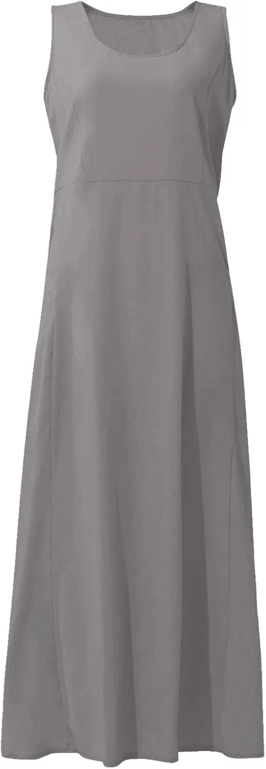 Linen Dresses for Women 2025 Boho Sleeveless Plus Size Maxi Dresses Summer Casual Vacation Beach Dresses with Pockets