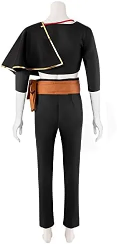 LoliMiss Men's Black Cosplay Clover Asta Costume Asta Jacket Cloak Pants Knight Outfits