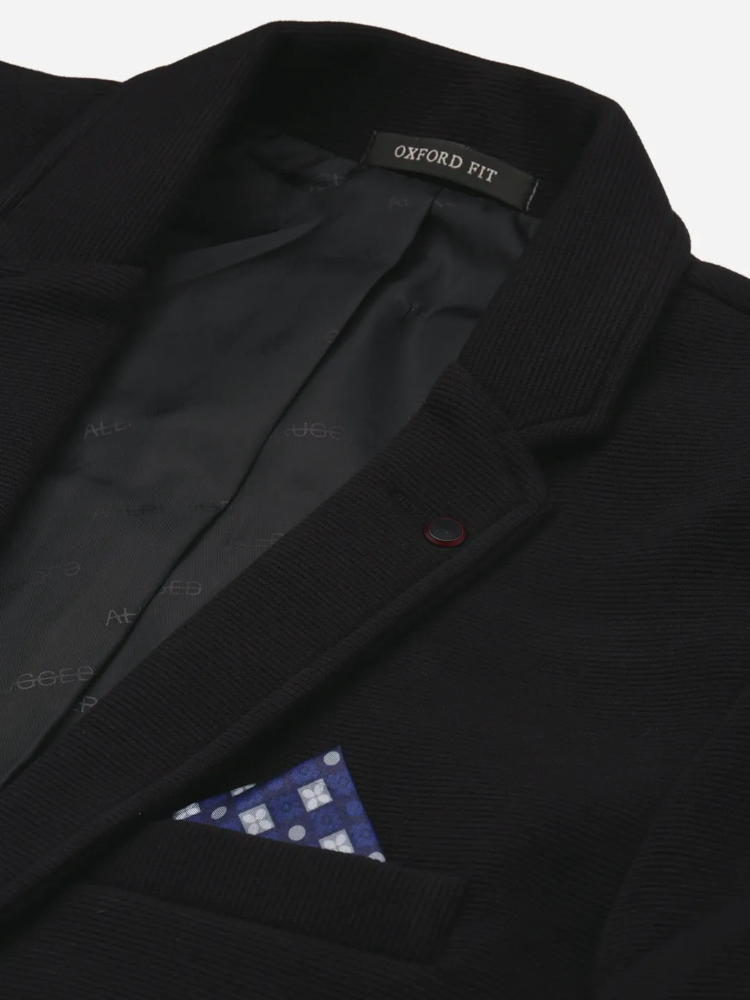 Men Black Slim Fit Notched Lapel Single-Breasted Casual Blazer