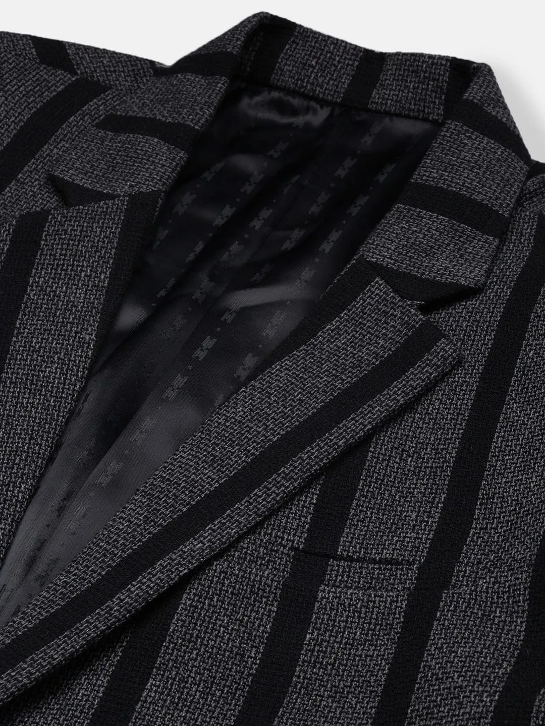 Men Charcoal Slim Fit Single Breasted Formal Blazer