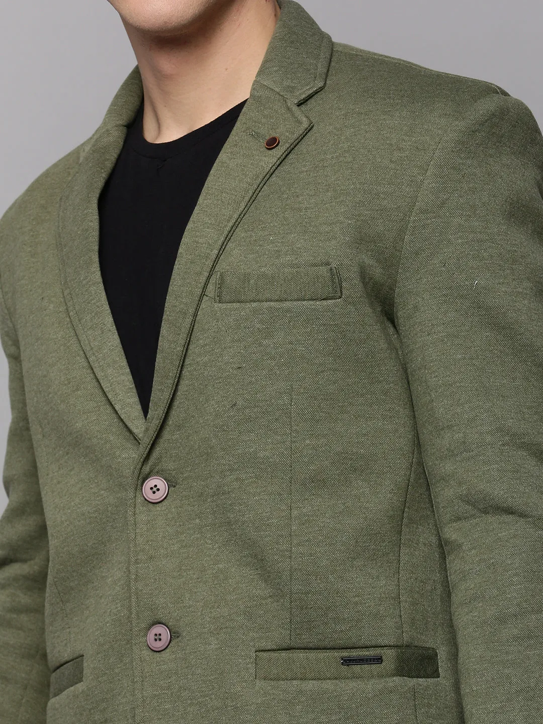 Men Green Single-Breasted Blazer