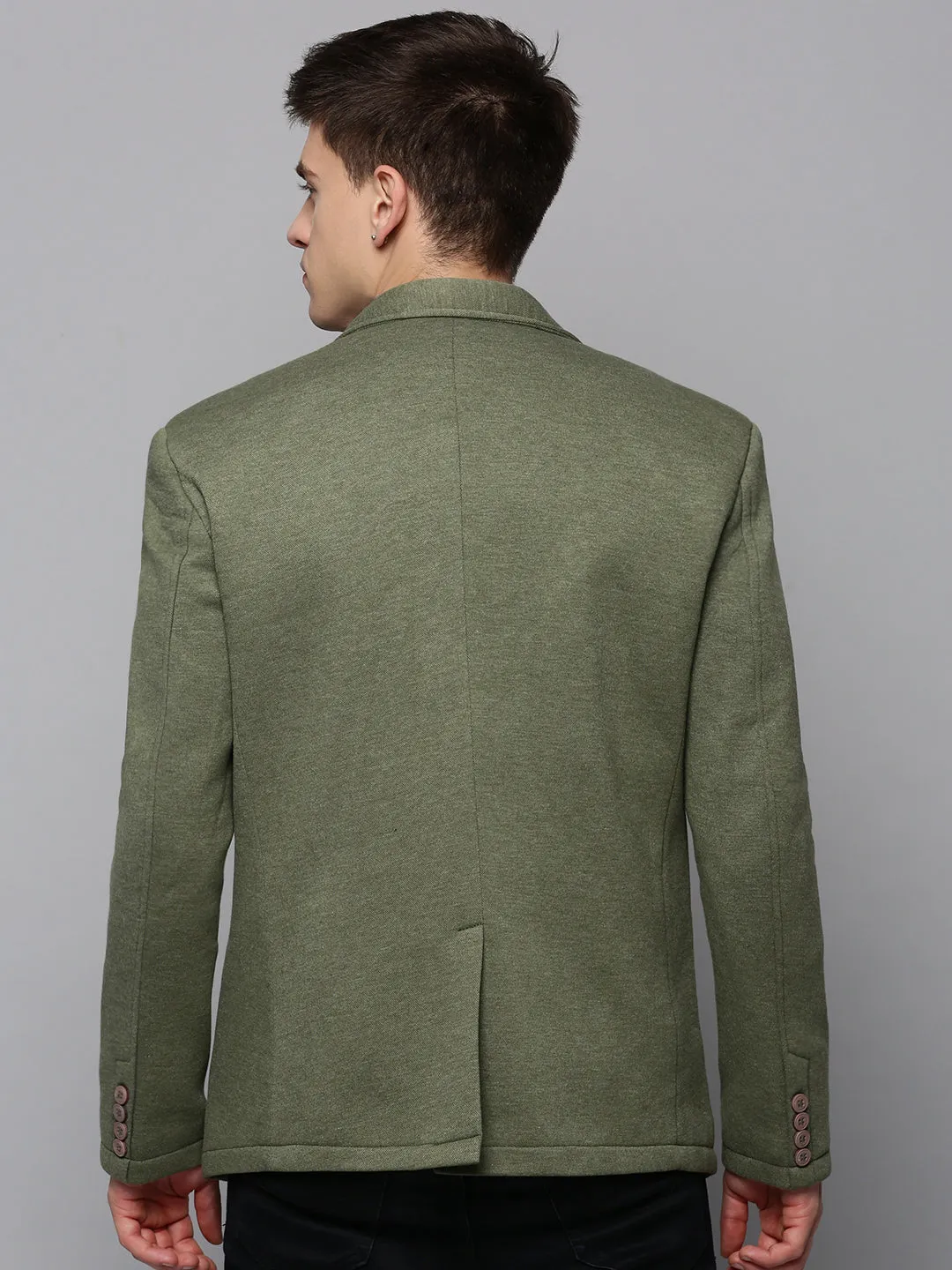 Men Green Single-Breasted Blazer