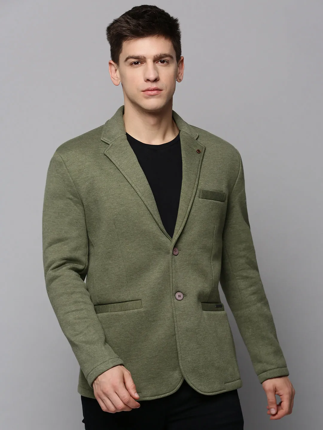 Men Green Single-Breasted Blazer