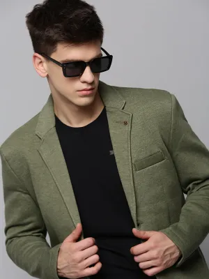 Men Green Single-Breasted Blazer