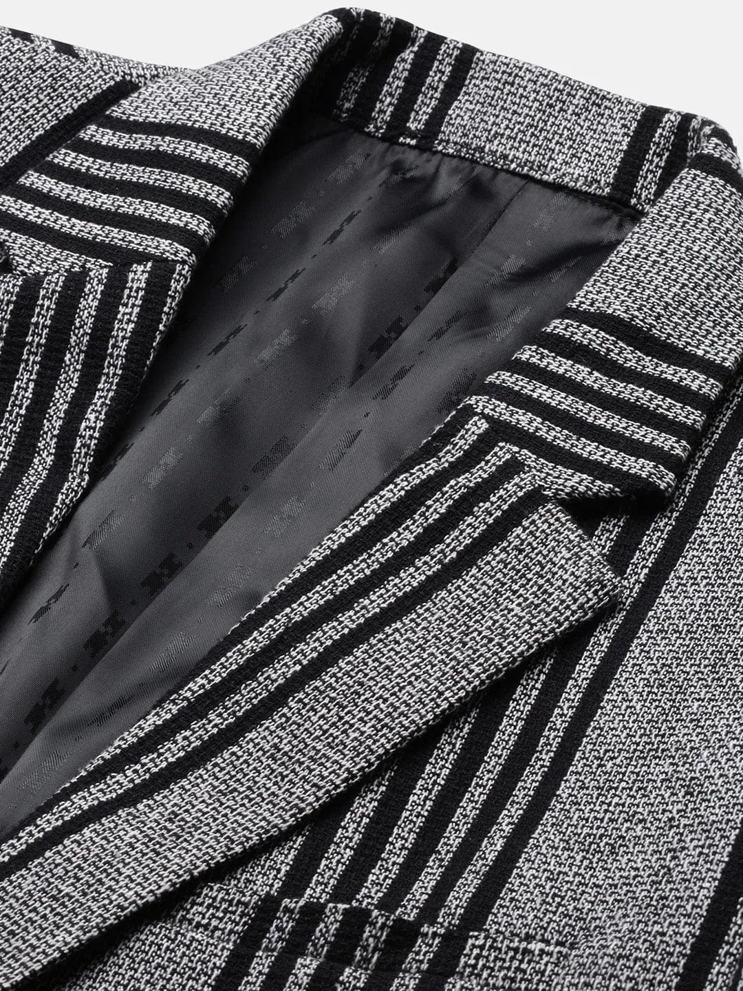 Men Grey Slim Fit Single Breasted Cotton Blazer
