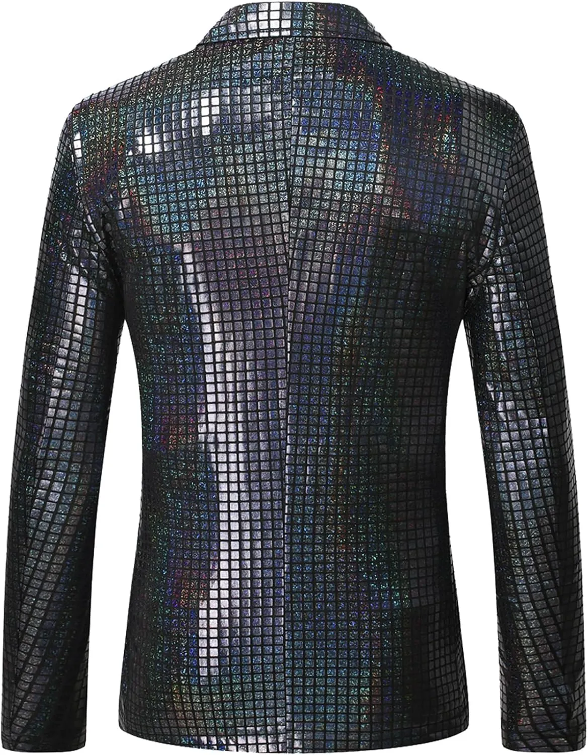 Men's 70s Disco 2 Piece Set Stretchy Shiny Suits Sequin Jacket and Pants