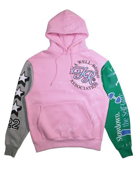 Mens Pink Color Block Hoodie Jacket