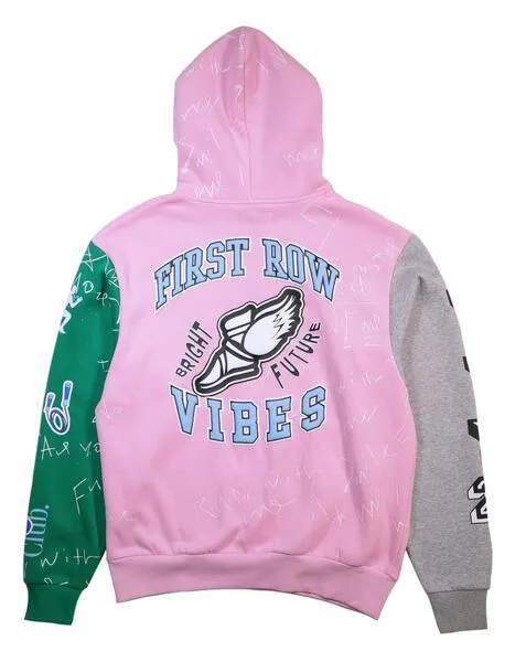 Mens Pink Color Block Hoodie Jacket