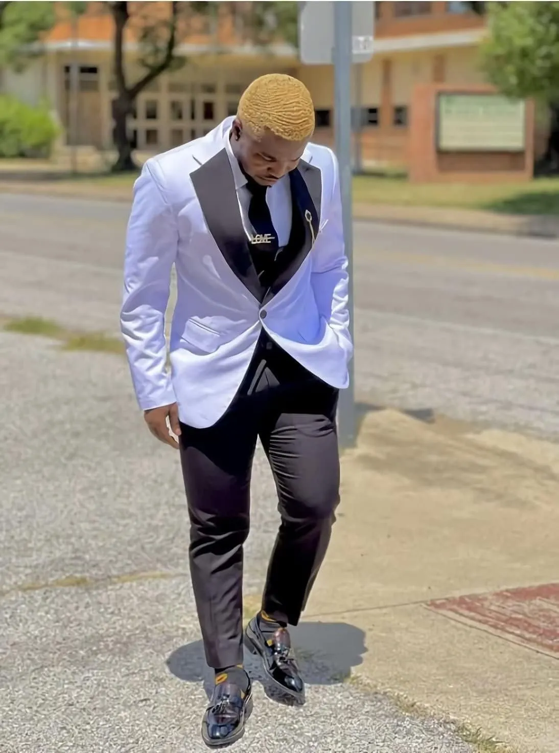 Men's Suit Slim Fit - 3 Piece Suits for Men One Button Blazer Wedding Party Prom Jacket Vest & Pants Set