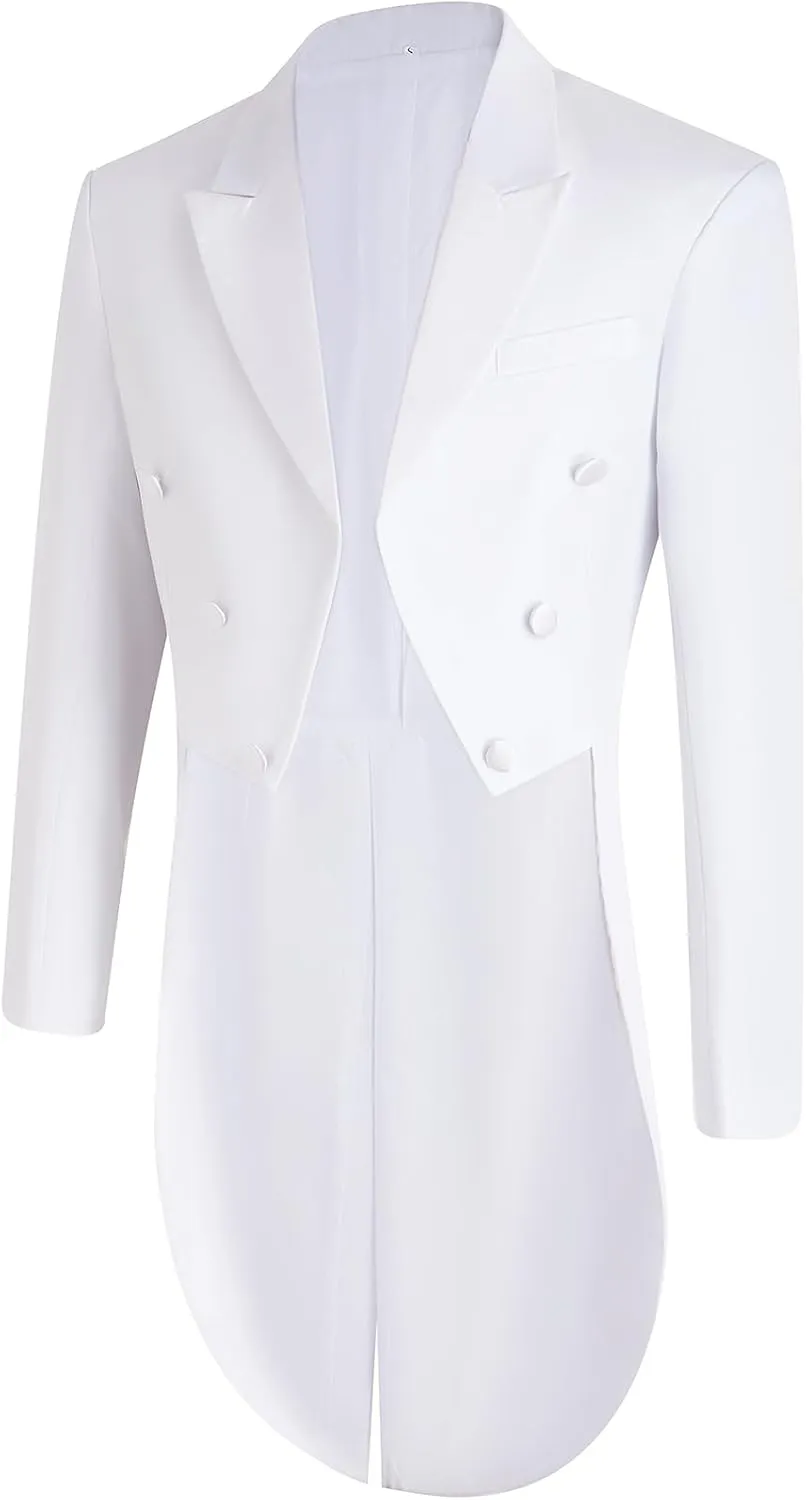 Mens Tailcoat Suit Jacket Tuxedo Double Breast Swallow Tail Coat Pants Bow Tie