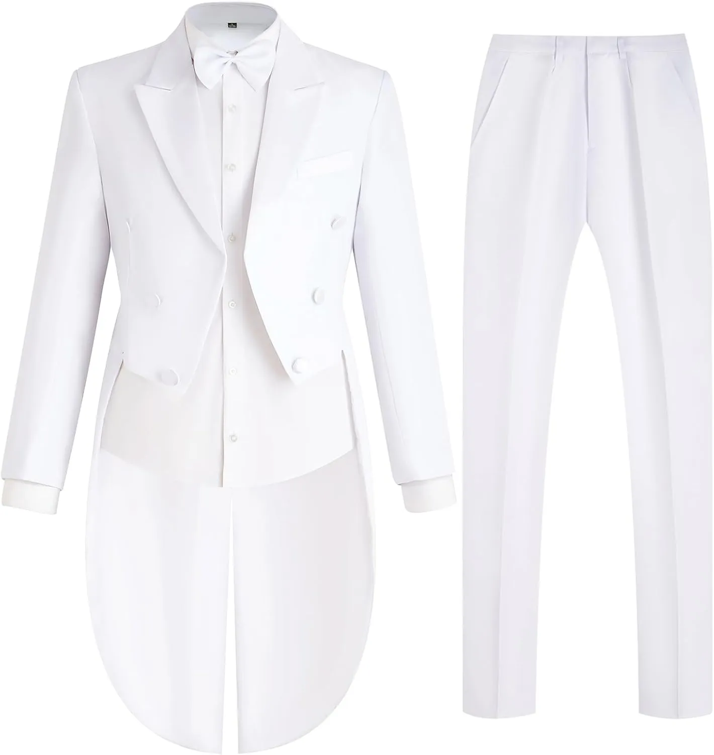 Mens Tailcoat Suit Jacket Tuxedo Double Breast Swallow Tail Coat Pants Bow Tie