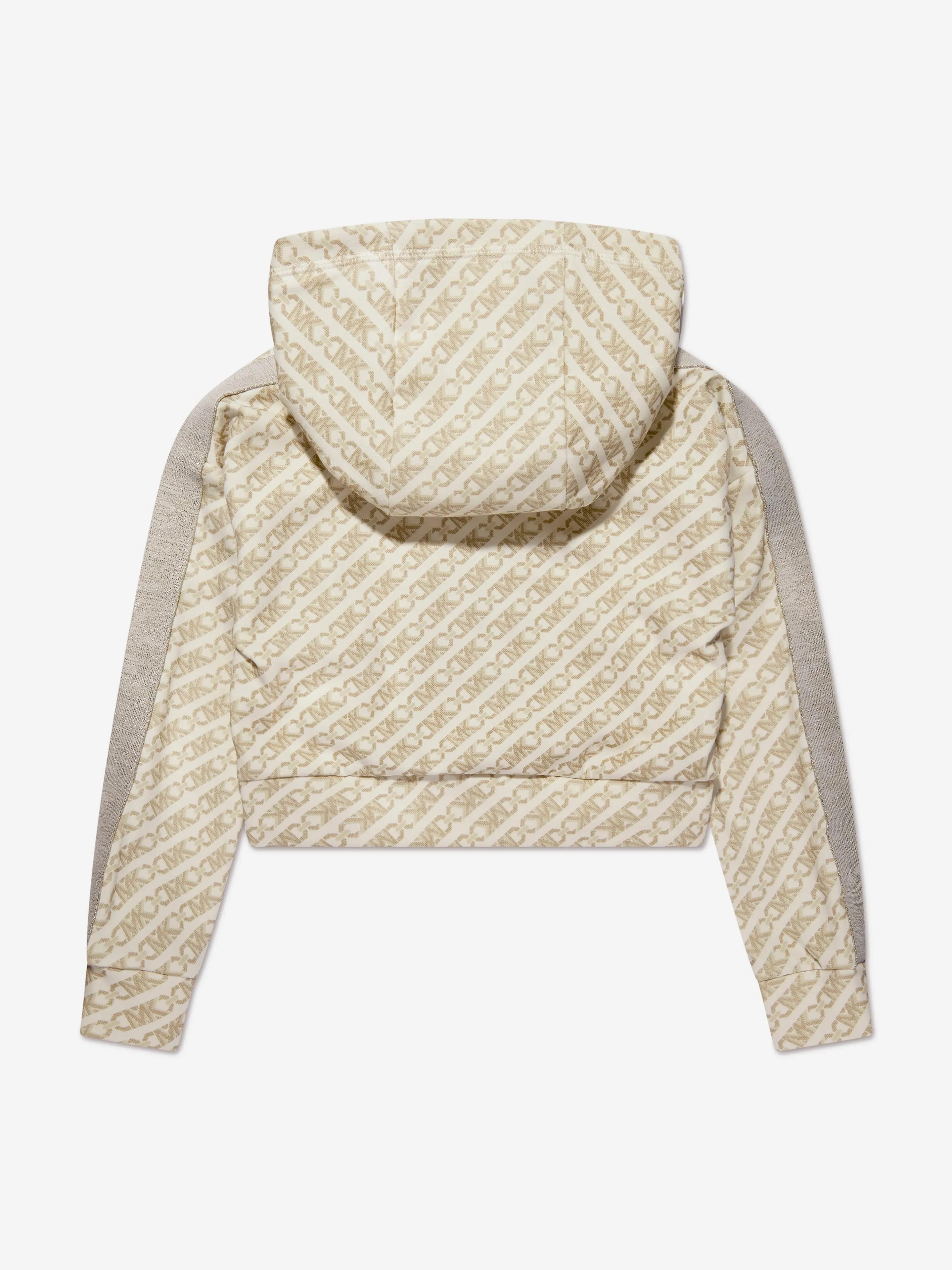 Michael Kors Girls Logo Print Zip Up Top in Ivory