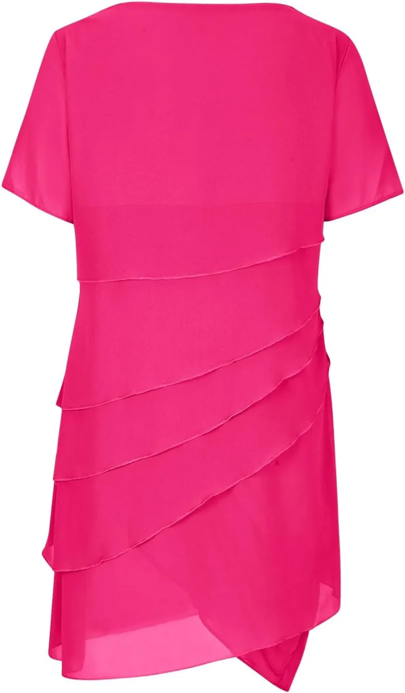 Mother of The Bride Dress for Wedding Summer Flowy Tiered Chiffon Ruffle Midi Evening Gown Mother Groom Dresses