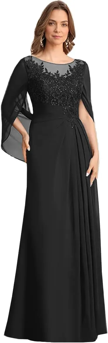 Mother of The Bride Dresses 2025 Laces Applique Cape Sleeve Grandmother Bride Gowns Corset Evening Dress ZX109