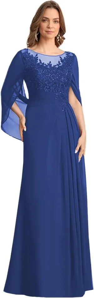 Mother of The Bride Dresses 2025 Laces Applique Cape Sleeve Grandmother Bride Gowns Corset Evening Dress ZX109