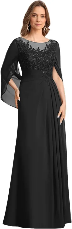 Mother of The Bride Dresses 2025 Laces Applique Cape Sleeve Grandmother Bride Gowns Corset Evening Dress ZX109