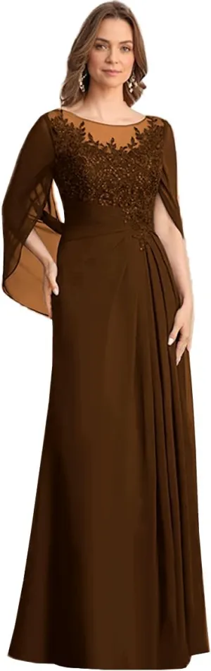 Mother of The Bride Dresses 2025 Laces Applique Cape Sleeve Grandmother Bride Gowns Corset Evening Dress ZX109