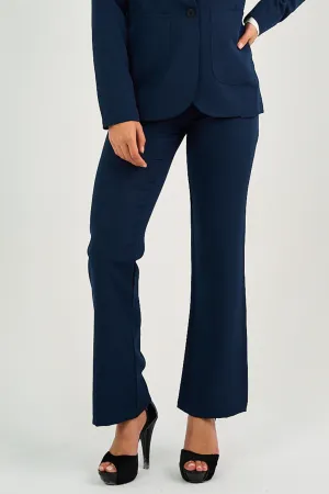 Navy Flared Suit Trousers