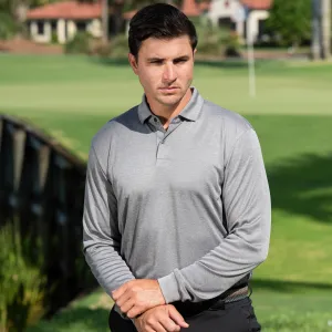 Nicklaus Heather Fine Stripe Long-Sleeve Polo