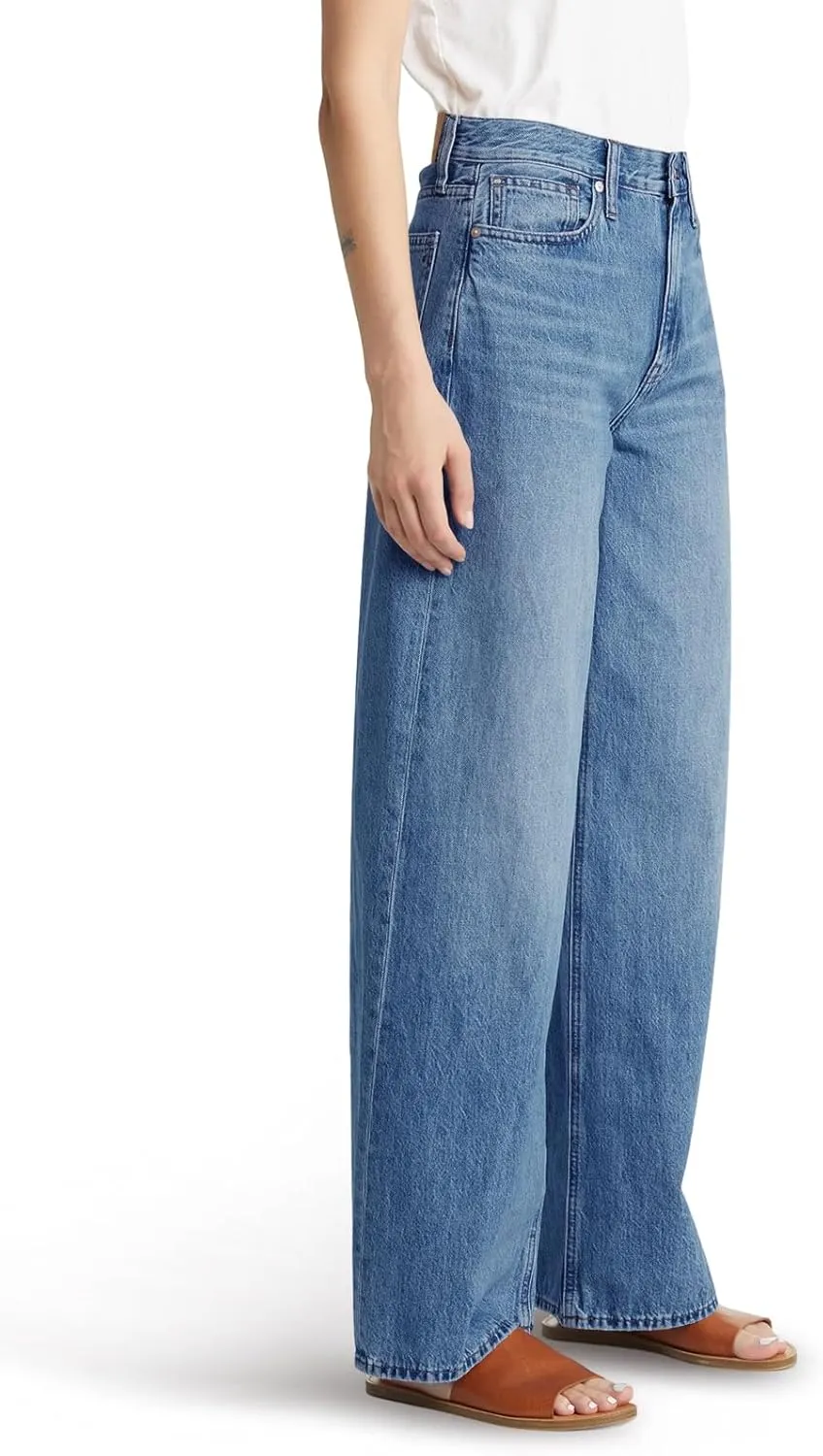 PLNOTME Women's High Waisted Wide Leg Jeans Loose Stretchy Boyfriend Mom Denim Pants