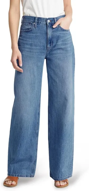 PLNOTME Women's High Waisted Wide Leg Jeans Loose Stretchy Boyfriend Mom Denim Pants
