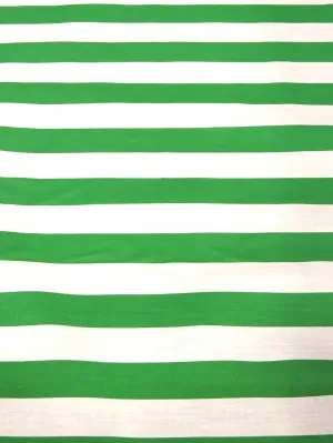 Poly Cotton 1 Inch Stripe Fabric / Kelly Green/White / Sold By The Yard