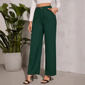 Popular Office Elegant High Waist Wide Leg Straight Casual Pants