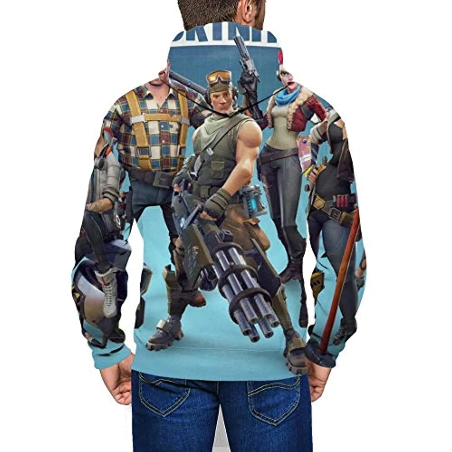 PUBG Hoodies - 3D Print Game Characters Blue Zipper Jacket with Pockets