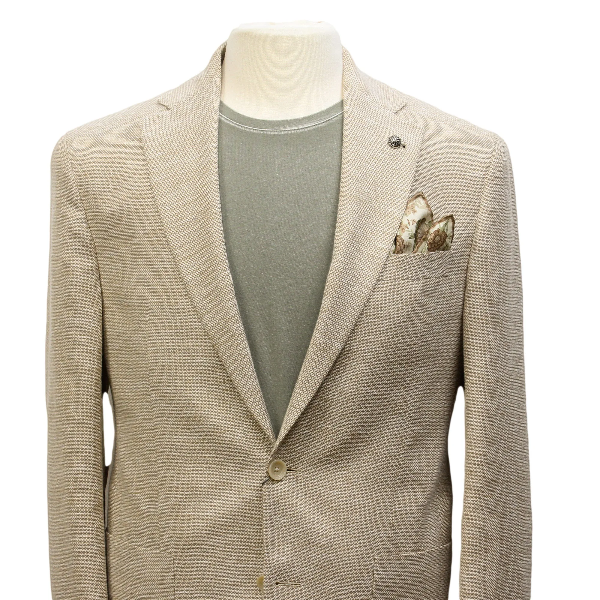 Sand Honeycomb Hampton Contemporary Fit Wool-Linen Sport Jacket - Jack Victor