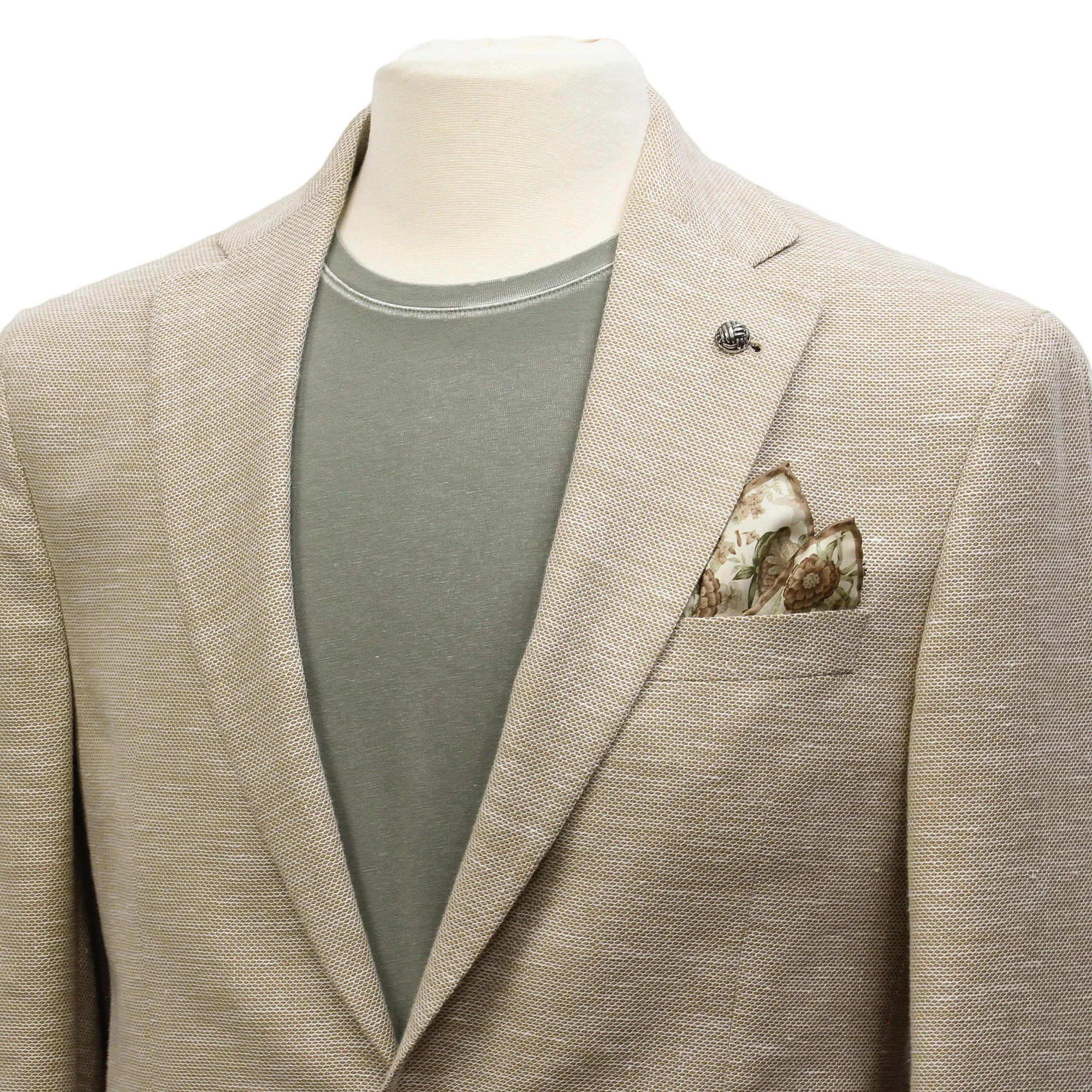Sand Honeycomb Hampton Contemporary Fit Wool-Linen Sport Jacket - Jack Victor