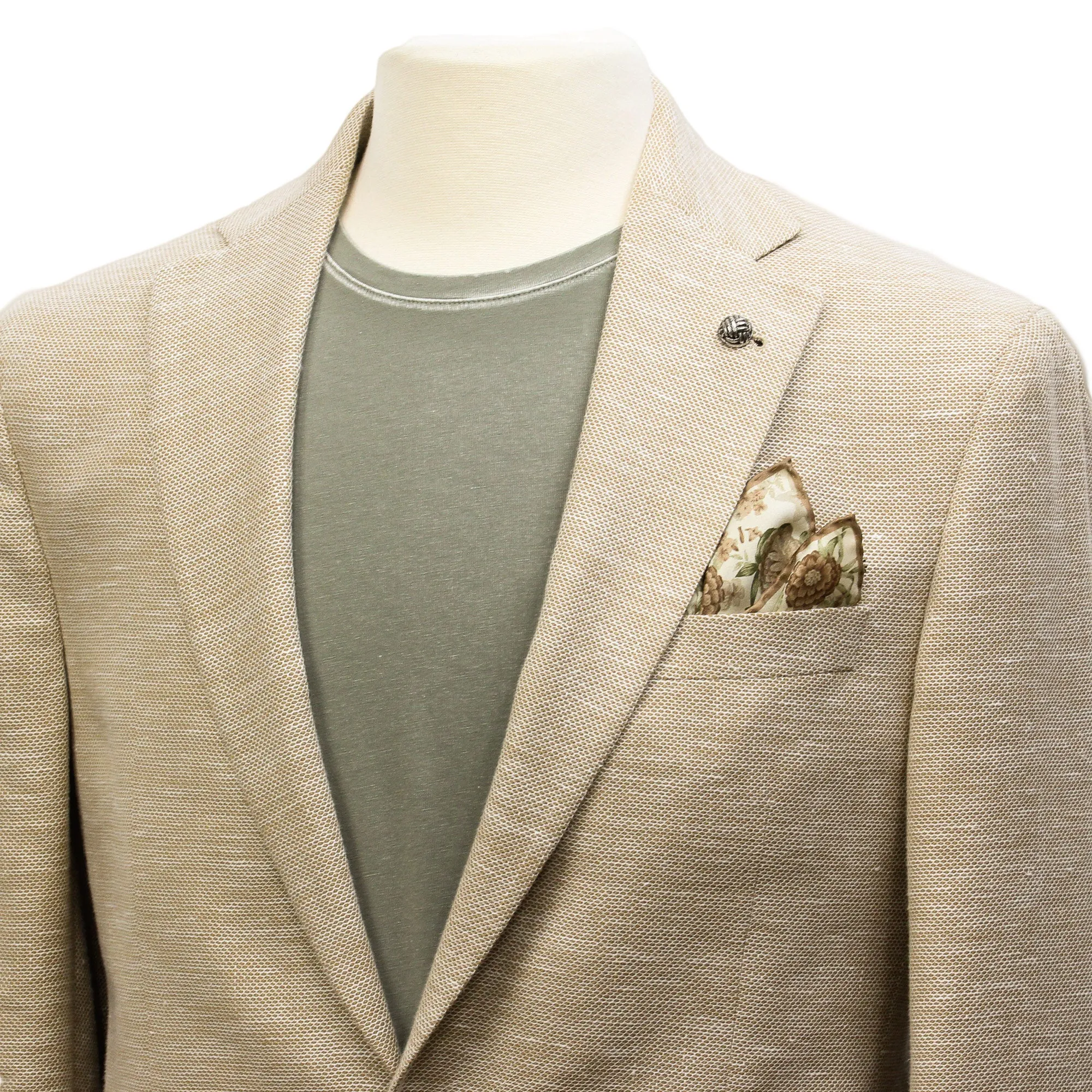 Sand Honeycomb Hampton Contemporary Fit Wool-Linen Sport Jacket - Jack Victor