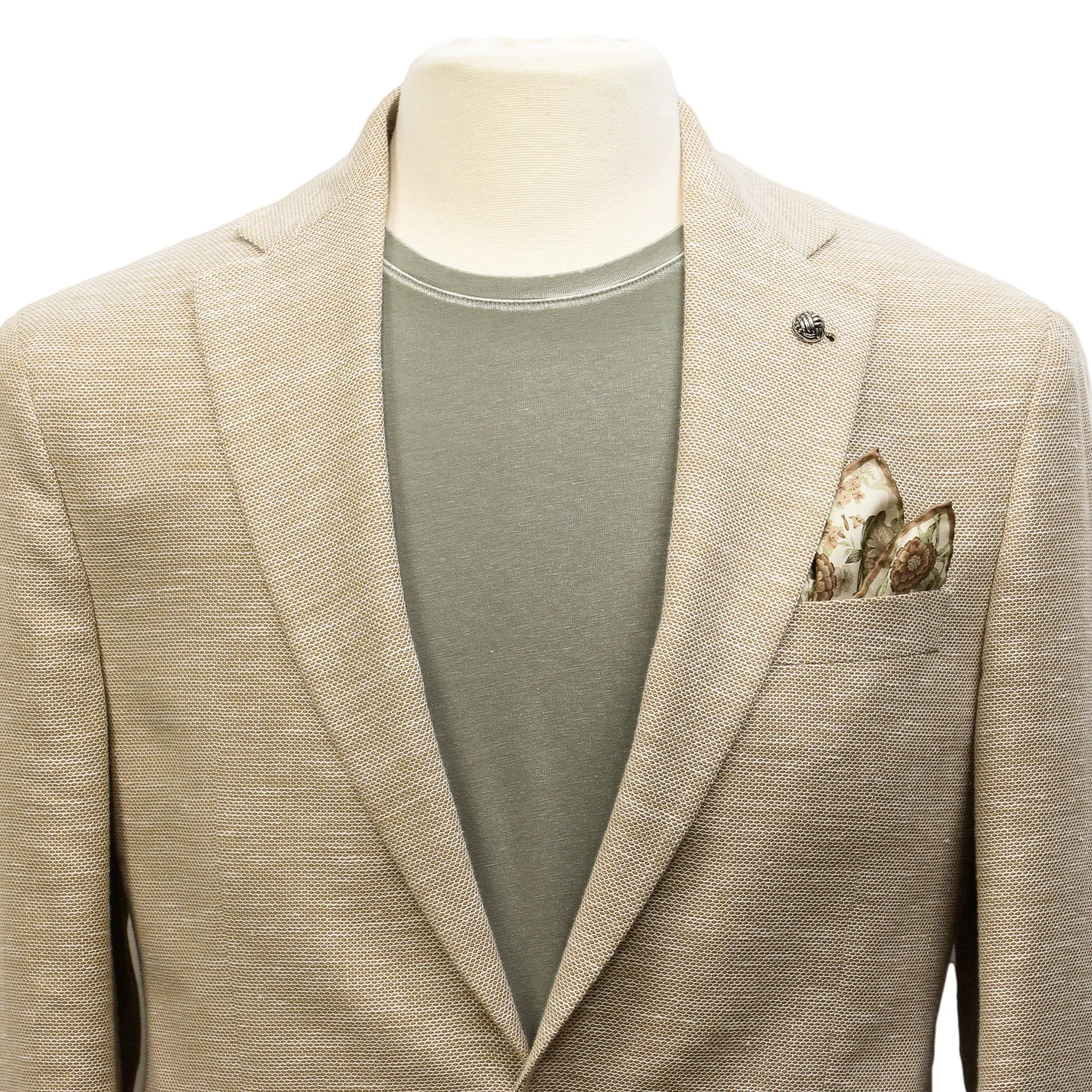 Sand Honeycomb Hampton Contemporary Fit Wool-Linen Sport Jacket - Jack Victor