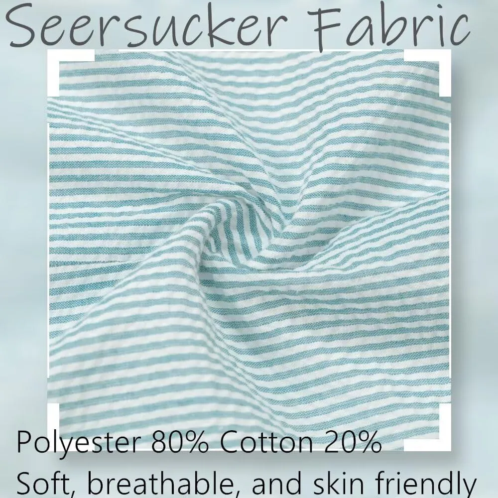 Seersucker Suit Mens Regular Fit Jacket Shorts Casual 2 Piece Pinstripe Suit Holiday Outfits for Summer Wedding