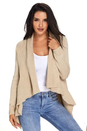 Sexy Apricot Waterfall Long Sleeve Sweater Cardigan