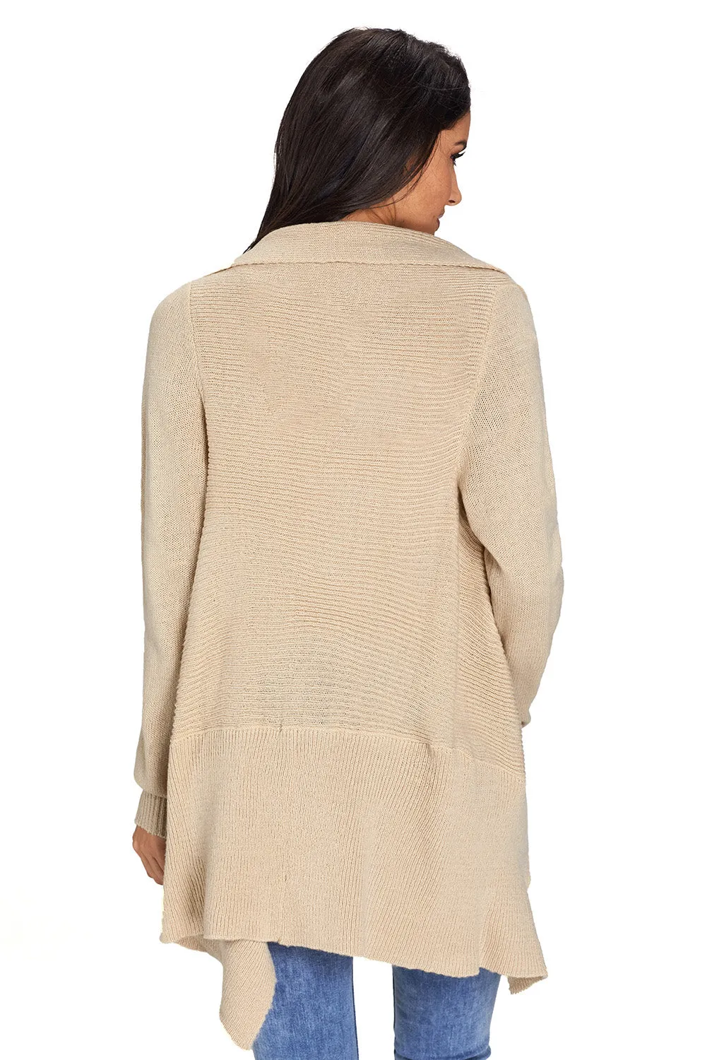 Sexy Apricot Waterfall Long Sleeve Sweater Cardigan