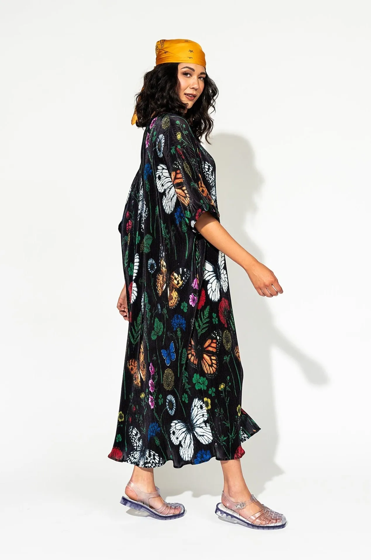 So Far So Good Oversized Plissé Dress in Folklore Florals
