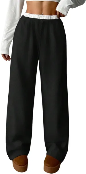 SOLY HUX Girl's Drawstring Waist Baggy Sweatpants Wide Leg Casual Loose Long Pants