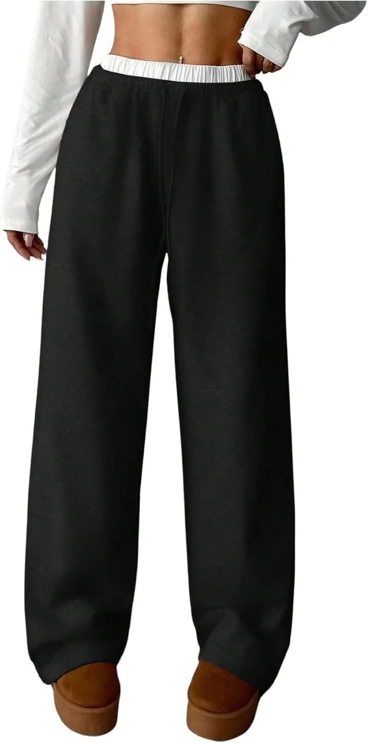SOLY HUX Girl's Drawstring Waist Baggy Sweatpants Wide Leg Casual Loose Long Pants