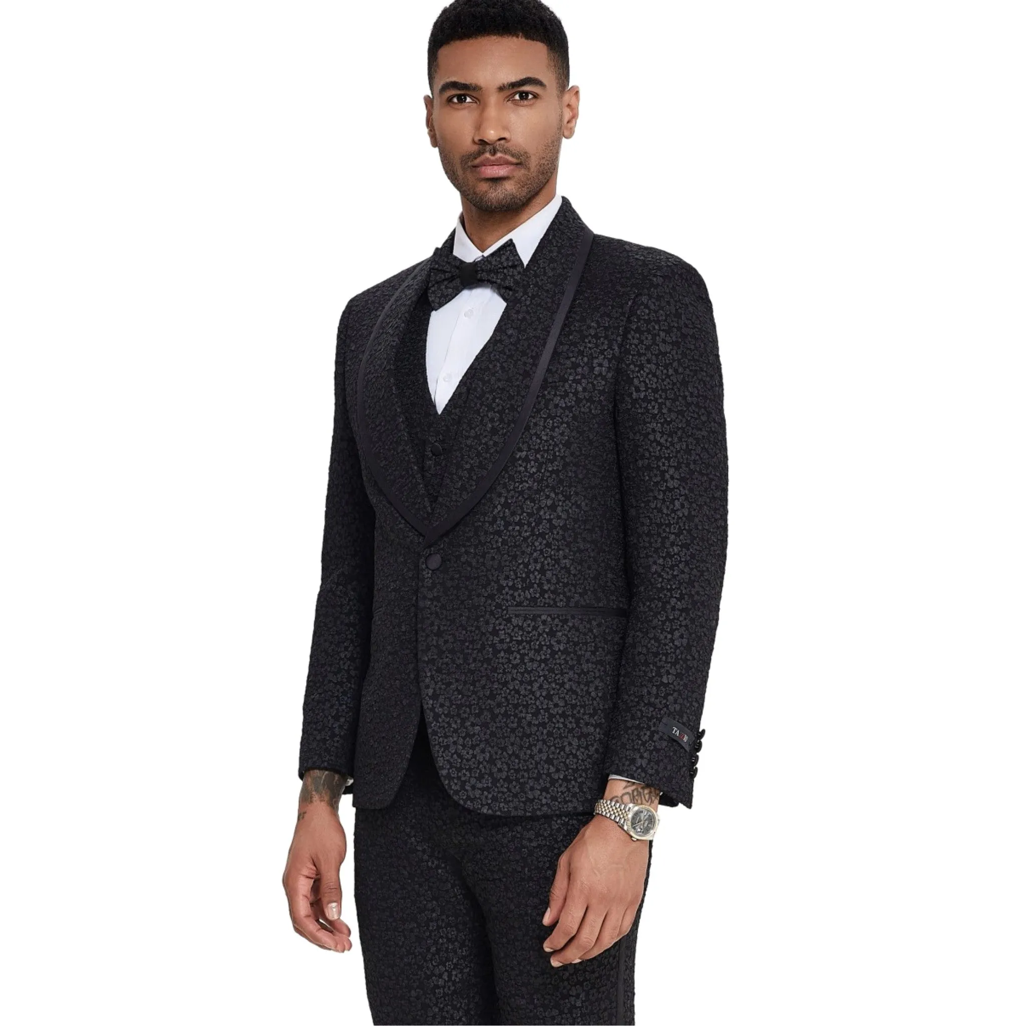 Sophisticated Jet Black Flower Tuxedo - A Timeless Choice for Prom and Wedding Seasons